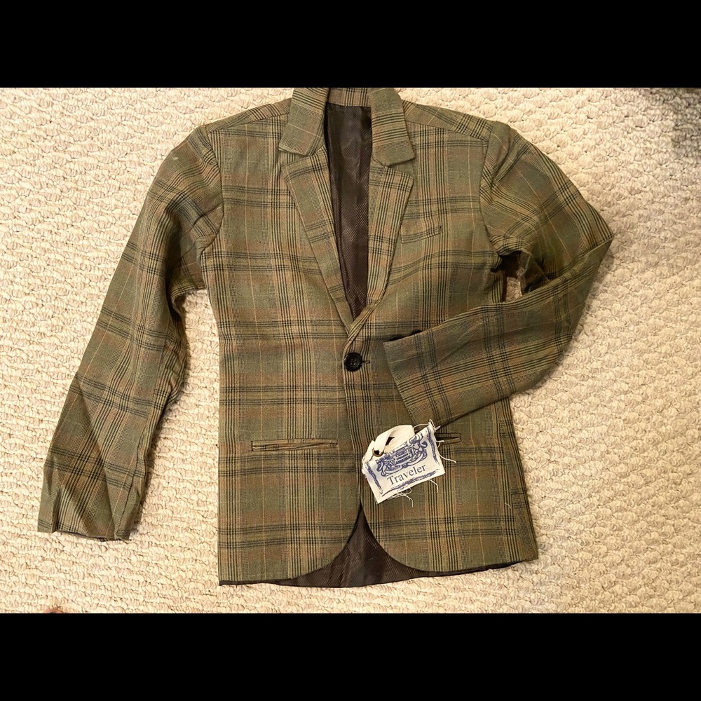 Cotton plaid blazer for your little guy - new with tags.